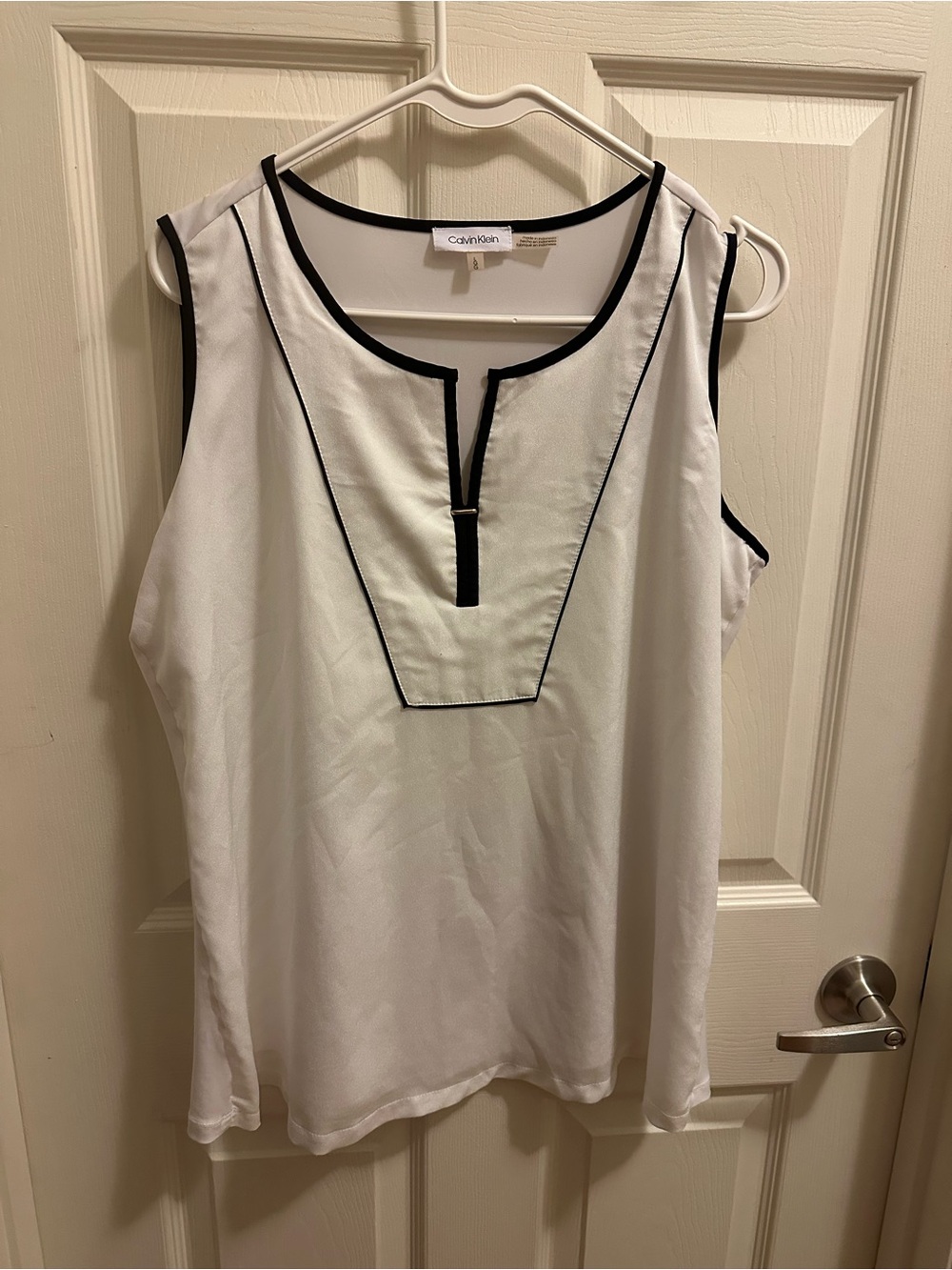 Calvin Klein White Tank with Black Trim and Front Notch
